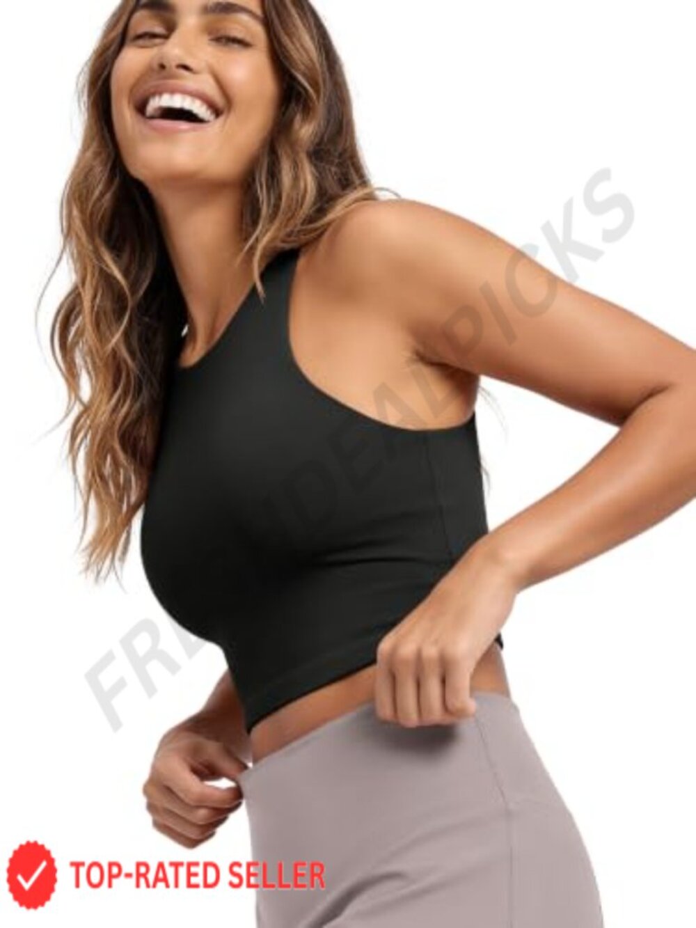 High Neck Crop Tank Top Sleeveless Double Layer Yoga Casual Fitted Vest